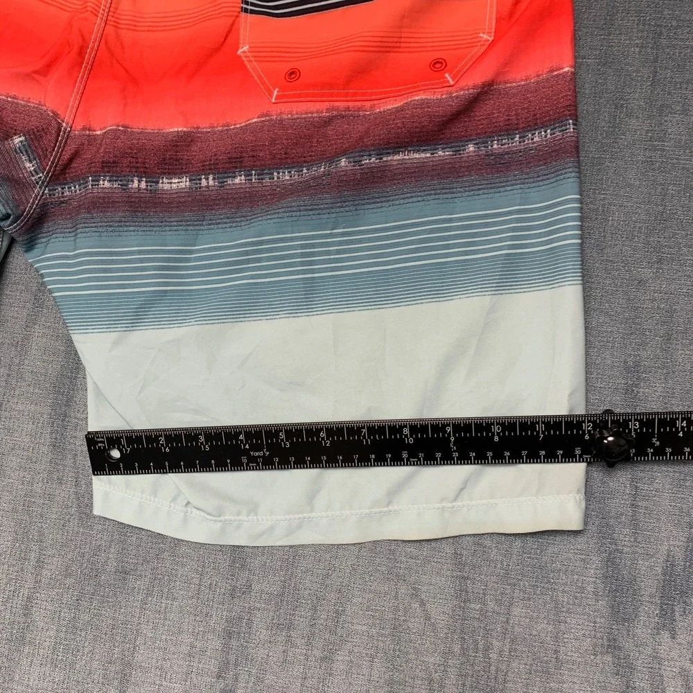 Hurley Board Shorts Men 38 Multicolor Straight Leg Drawstring Waist Summer Beach